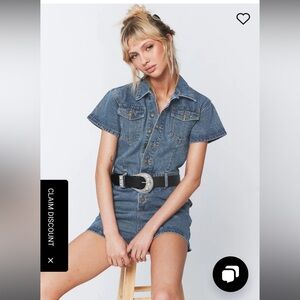 U Know What’s up Romper Denim size 8 Princess Polly